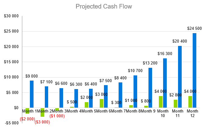 Projected cash Flow - sandwich shop business plan