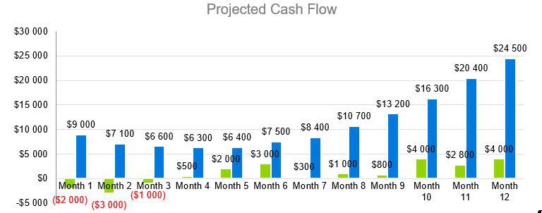 Personal Training Business Plan Example - Projected Cash Flow