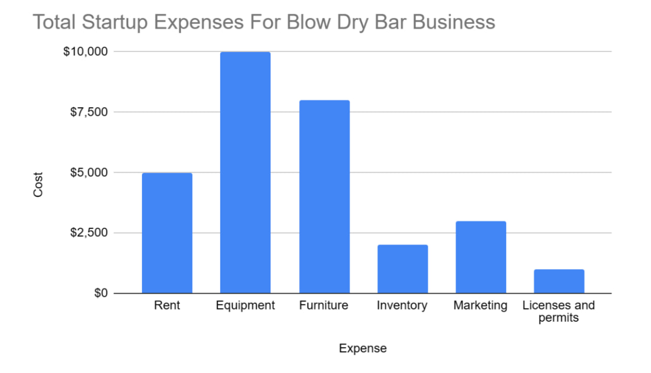 Total Startup Expenses For Blow Dry Bar Business