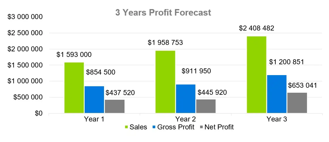 3 Years Profit Forecast - New Product Launch Business Plan Sample