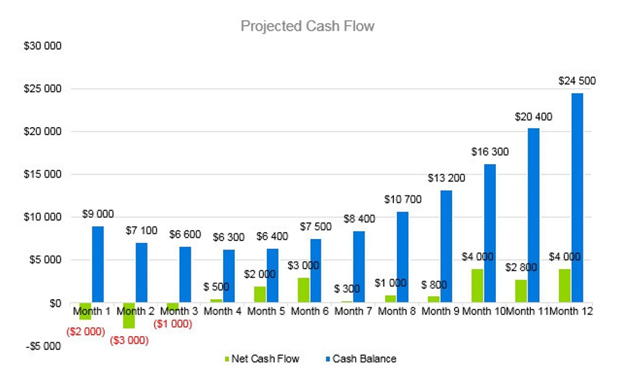 Boutique Business Plan - Projected Cash Flow
