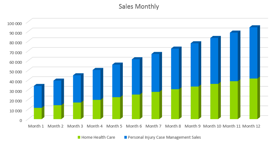 Home Helth Care Business Plan - Sales Monthly