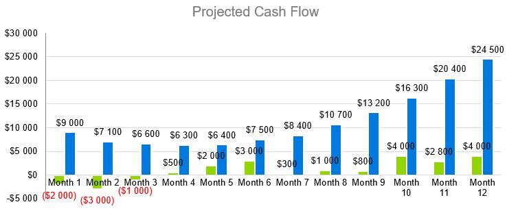 Pottery Studio Business Plan - Projected Cash Flow